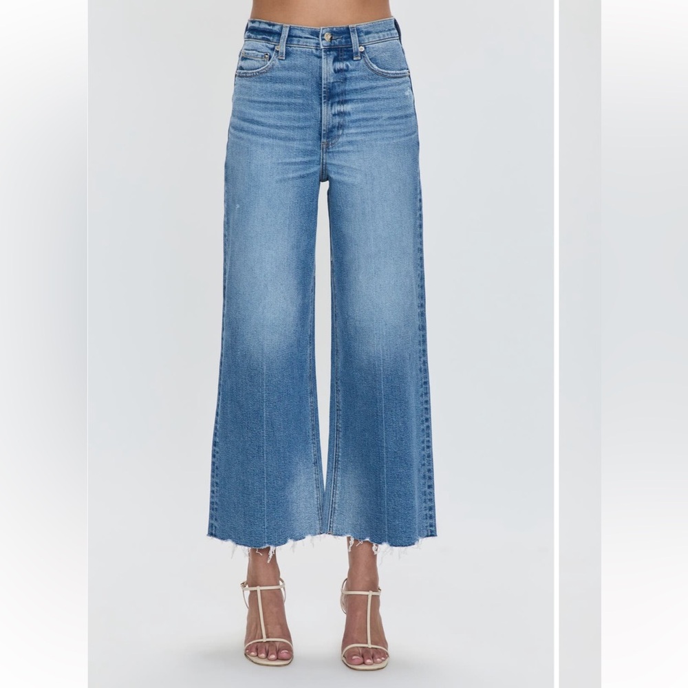 Pistola Lana Raw Hem Ankle Wide Leg Jeans